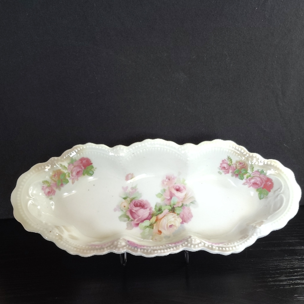 Vtg Leuchtenburg Germany Antique Porcelain Celery/Trinket Dish #52